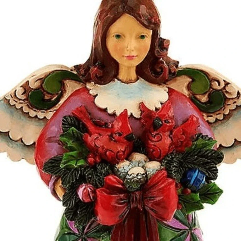 Jim Shore Heartwood Creek Holiday Angel‎ Ornament Cardinals Christmas 4.5 Inch